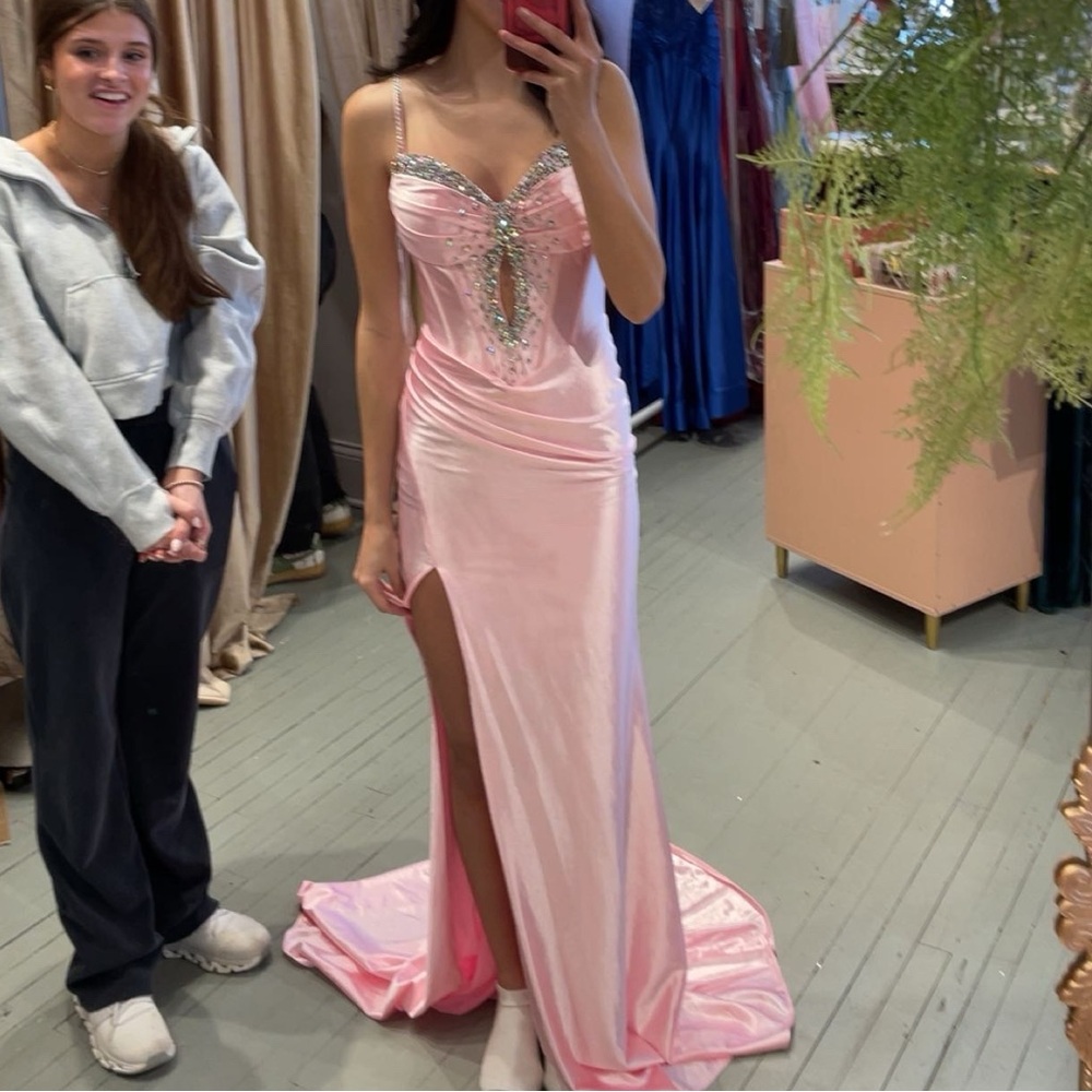 Jovani Light Pink Embellished Prom Dress